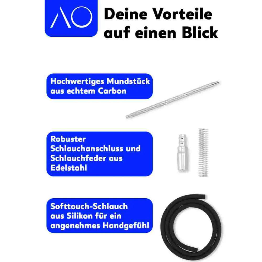 AO Hookah Carbon Schlauchset Silver - Detail 2