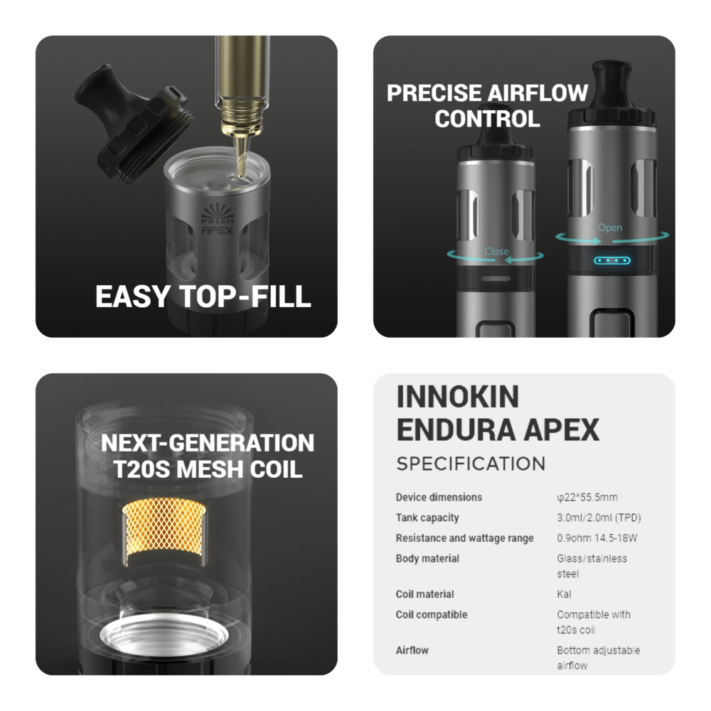 Innokin Endura Apex Vape Kit Eigenschaften