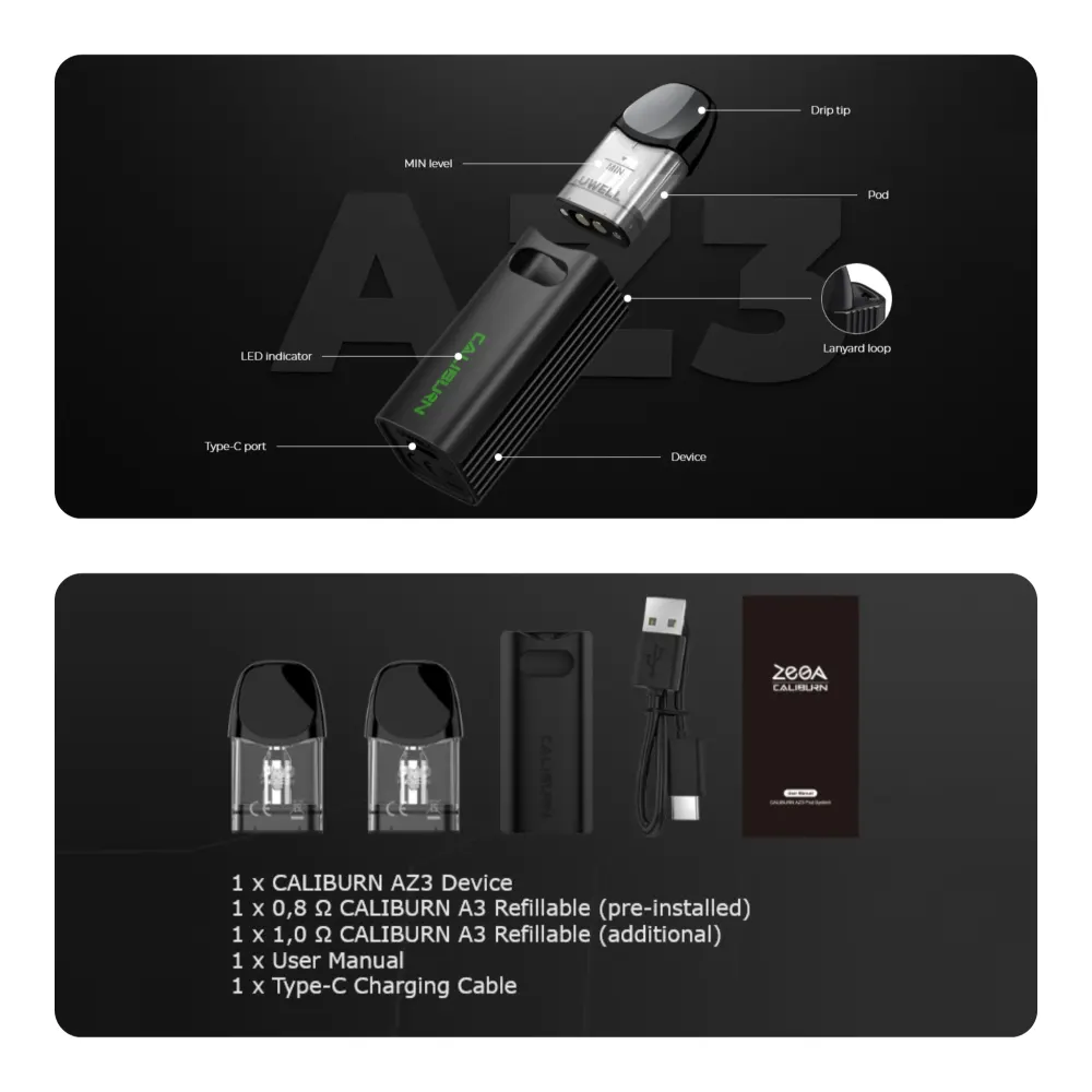 Uwell Caliburn AZ3 Lieferumfang