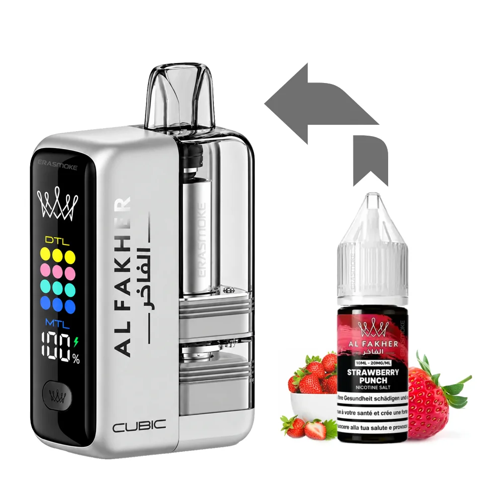 Al Fakher Cubic 30K Kit Strawberry Punch (Silver White)