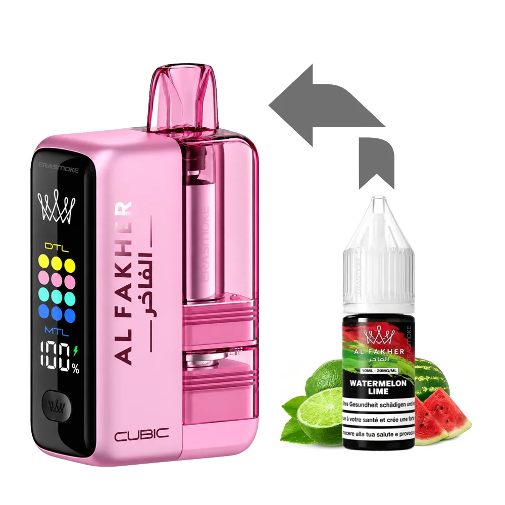 Al Fakher Cubic 30K Kit Watermelon Lime (Hot Pink)