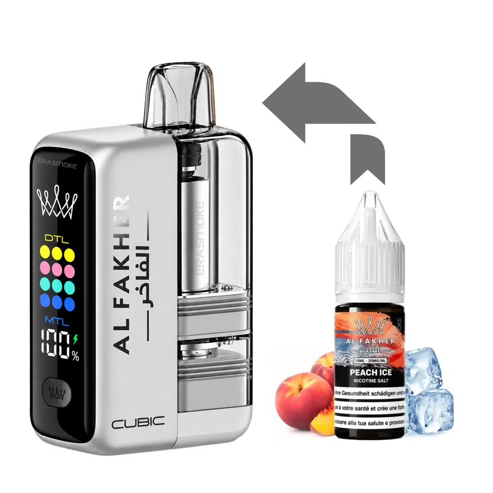 Al Fakher Cubic 30K Kit Peach Ice (Silver White)