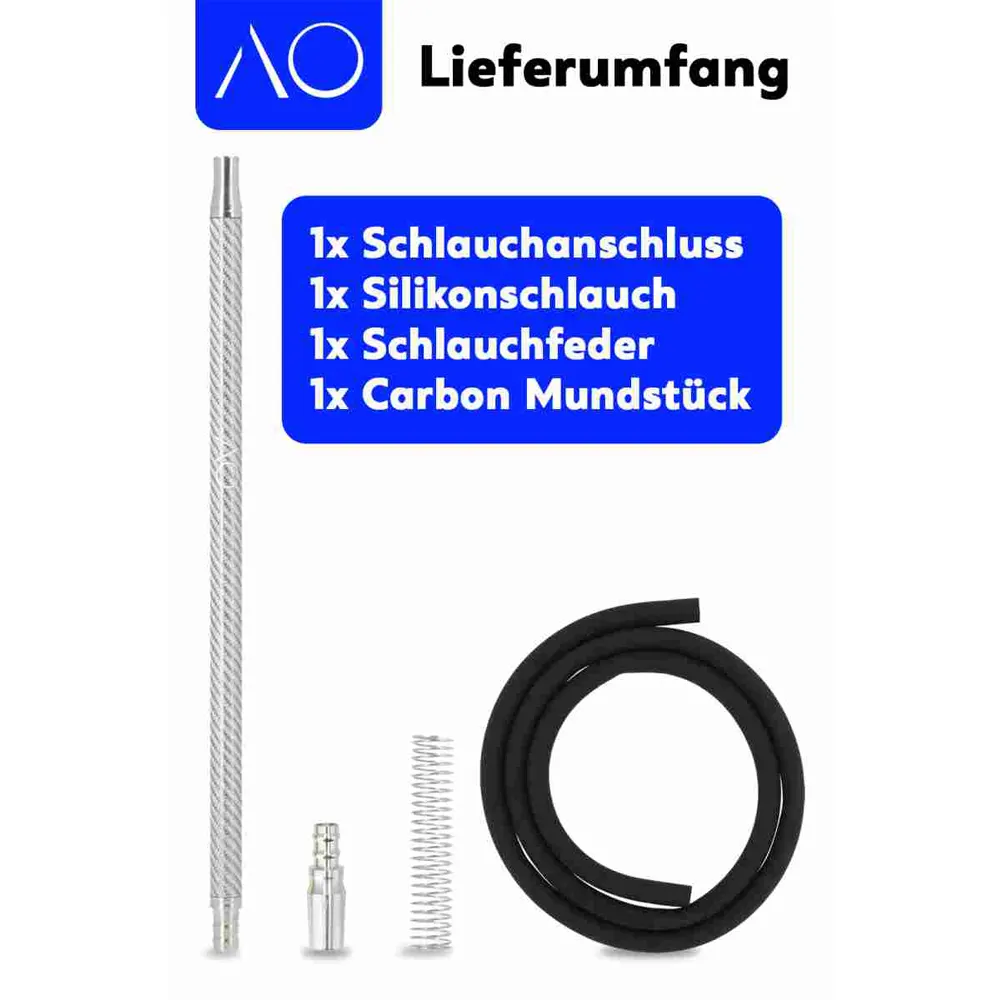 AO Hookah Carbon Schlauchset Silver - Detail 1
