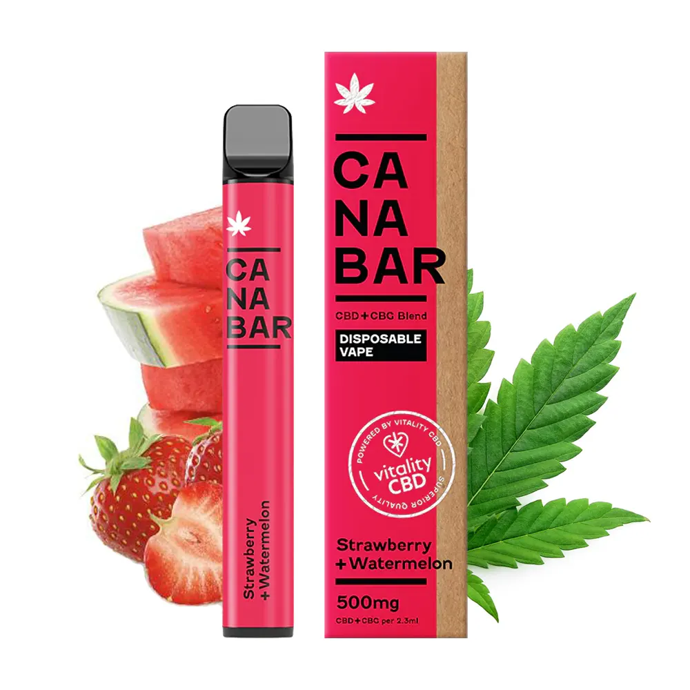 Canabar Strawberry Watermelon CBD Vape (500mg CBD) | 700 Puffs Canabar Strawberry Watermelon CBD Vape (500mg CBD) | 700 Puffs