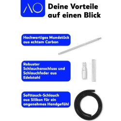 AO Hookah Carbon Schlauchset Silver - Detail 2